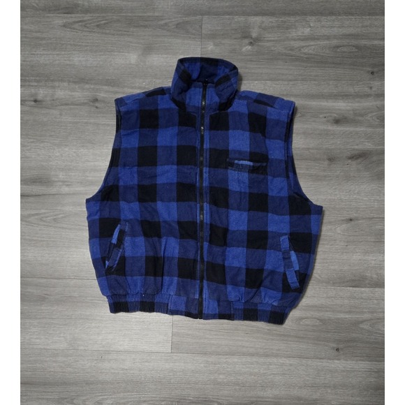 Ozark Trail Other - VTG Ozark Trail Flannel Padded Vest Men's XL Blue Buffalo Plaid Full Zip Pockets